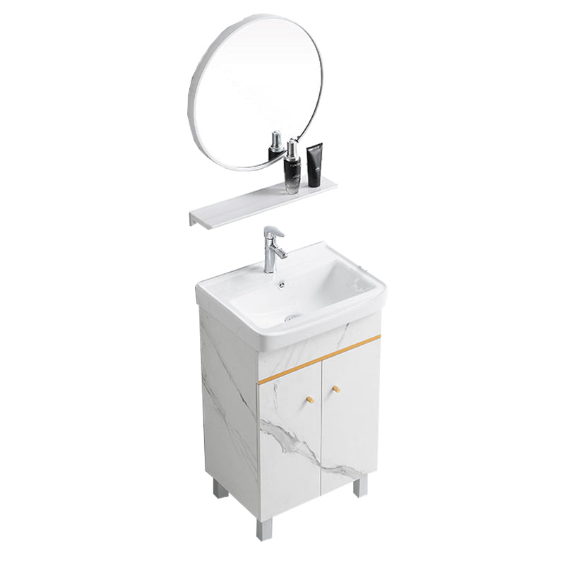 Modern Single Sink Bathroom Vanity White Ceramic Top Rectangular Vanity Set Vanity & Faucet & Mirrors 20"L x 14"W x 34"H Clearhalo 'Bathroom Remodel & Bathroom Fixtures' 'Bathroom Vanities' 'bathroom_vanities' 'Home Improvement' 'home_improvement' 'home_improvement_bathroom_vanities' 7338028