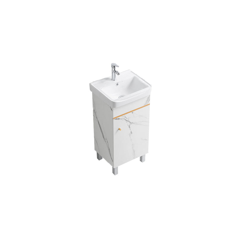 Modern Single Sink Bathroom Vanity White Ceramic Top Rectangular Vanity Set Vanity & Faucet 16.9"L x 14.2"W x 33.9"H Clearhalo 'Bathroom Remodel & Bathroom Fixtures' 'Bathroom Vanities' 'bathroom_vanities' 'Home Improvement' 'home_improvement' 'home_improvement_bathroom_vanities' 7338042