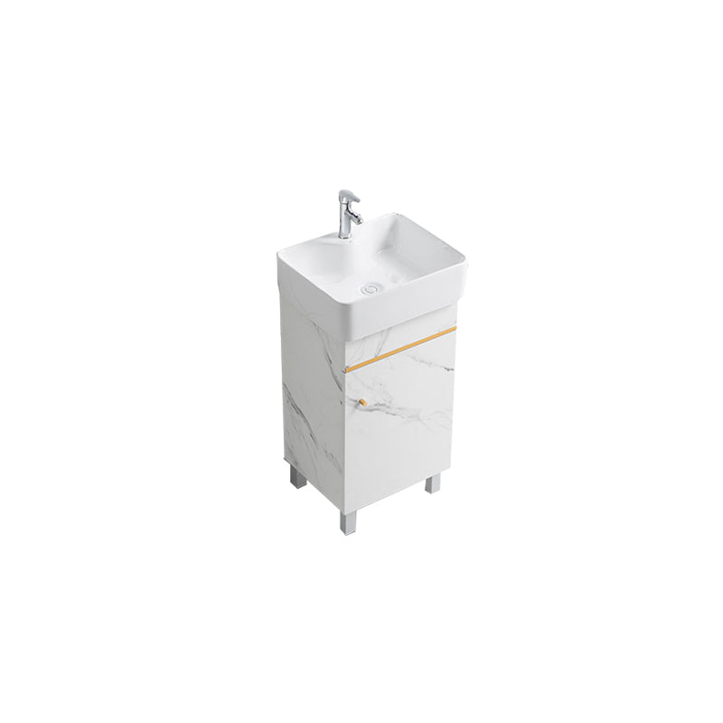 Modern Single Sink Bathroom Vanity White Ceramic Top Rectangular Vanity Set Vanity & Faucet 19"L x 15"W x 34"H Clearhalo 'Bathroom Remodel & Bathroom Fixtures' 'Bathroom Vanities' 'bathroom_vanities' 'Home Improvement' 'home_improvement' 'home_improvement_bathroom_vanities' 7338043