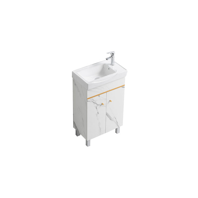 Modern Single Sink Bathroom Vanity White Ceramic Top Rectangular Vanity Set Vanity & Faucet 20"L x 12"W x 34"H Clearhalo 'Bathroom Remodel & Bathroom Fixtures' 'Bathroom Vanities' 'bathroom_vanities' 'Home Improvement' 'home_improvement' 'home_improvement_bathroom_vanities' 7338044
