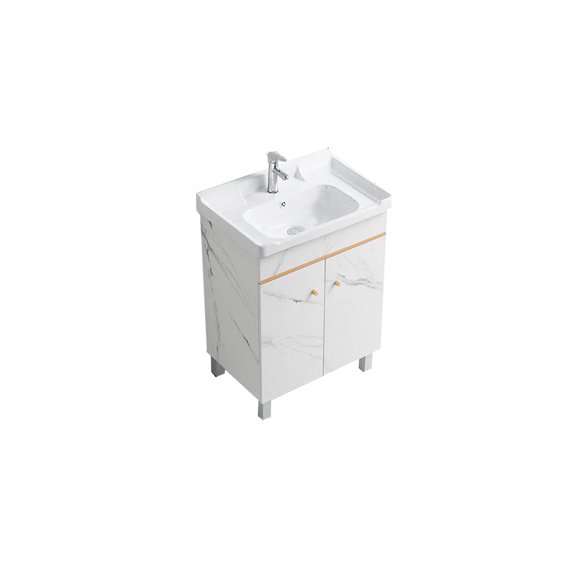 Modern Single Sink Bathroom Vanity White Ceramic Top Rectangular Vanity Set Vanity & Faucet 24"L x 16"W x 34"H Clearhalo 'Bathroom Remodel & Bathroom Fixtures' 'Bathroom Vanities' 'bathroom_vanities' 'Home Improvement' 'home_improvement' 'home_improvement_bathroom_vanities' 7338046