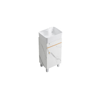 Modern Single Sink Bathroom Vanity White Ceramic Top Rectangular Vanity Set Bathroom Vanity 16"L x 12"W x 34"H