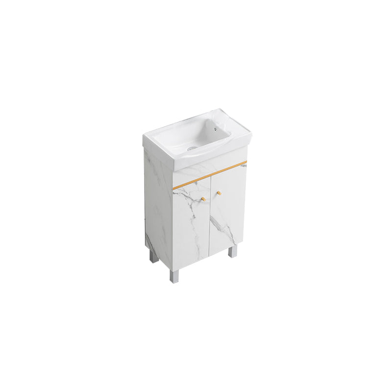 Modern Single Sink Bathroom Vanity White Ceramic Top Rectangular Vanity Set Bathroom Vanity 20"L x 12"W x 34"H Clearhalo 'Bathroom Remodel & Bathroom Fixtures' 'Bathroom Vanities' 'bathroom_vanities' 'Home Improvement' 'home_improvement' 'home_improvement_bathroom_vanities' 7338050