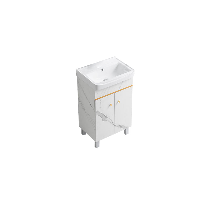 Modern Single Sink Bathroom Vanity White Ceramic Top Rectangular Vanity Set Bathroom Vanity 20"L x 14"W x 34"H Clearhalo 'Bathroom Remodel & Bathroom Fixtures' 'Bathroom Vanities' 'bathroom_vanities' 'Home Improvement' 'home_improvement' 'home_improvement_bathroom_vanities' 7338051