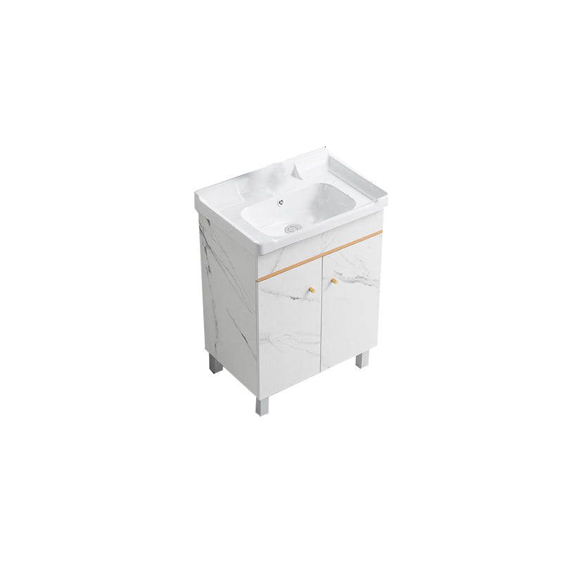 Modern Single Sink Bathroom Vanity White Ceramic Top Rectangular Vanity Set Bathroom Vanity 24"L x 16"W x 34"H Clearhalo 'Bathroom Remodel & Bathroom Fixtures' 'Bathroom Vanities' 'bathroom_vanities' 'Home Improvement' 'home_improvement' 'home_improvement_bathroom_vanities' 7338052