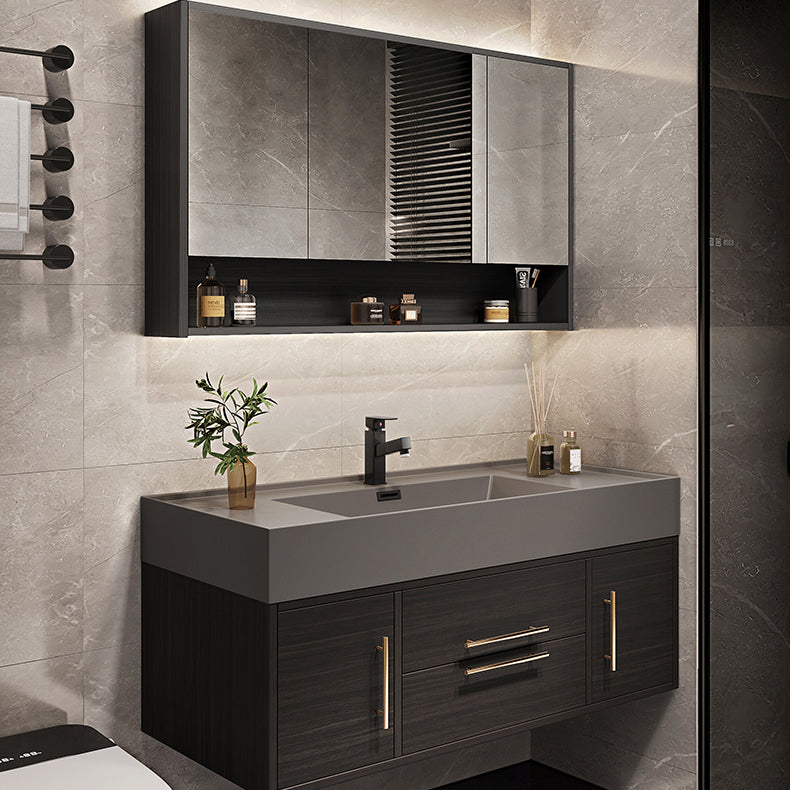 Wall Mount Bathroom Sink Vanity Glam Bathroom Vanity Set with Mirror Clearhalo 'Bathroom Remodel & Bathroom Fixtures' 'Bathroom Vanities' 'bathroom_vanities' 'Home Improvement' 'home_improvement' 'home_improvement_bathroom_vanities' 7338077