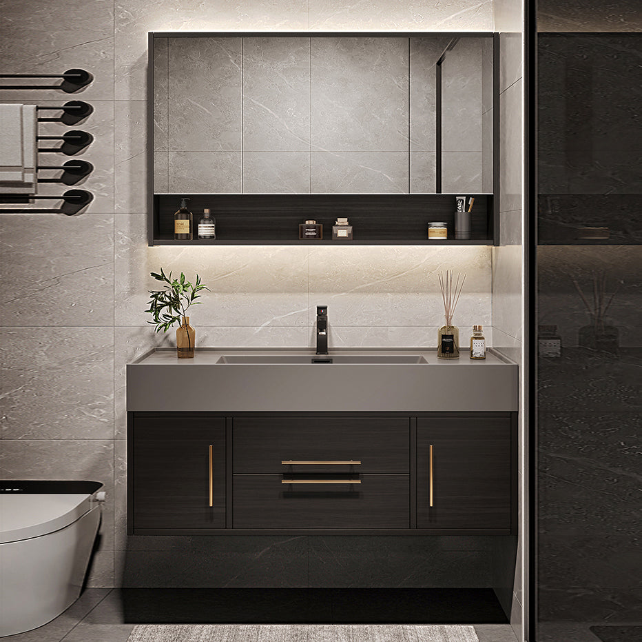 Wall Mount Bathroom Sink Vanity Glam Bathroom Vanity Set with Mirror Clearhalo 'Bathroom Remodel & Bathroom Fixtures' 'Bathroom Vanities' 'bathroom_vanities' 'Home Improvement' 'home_improvement' 'home_improvement_bathroom_vanities' 7338080