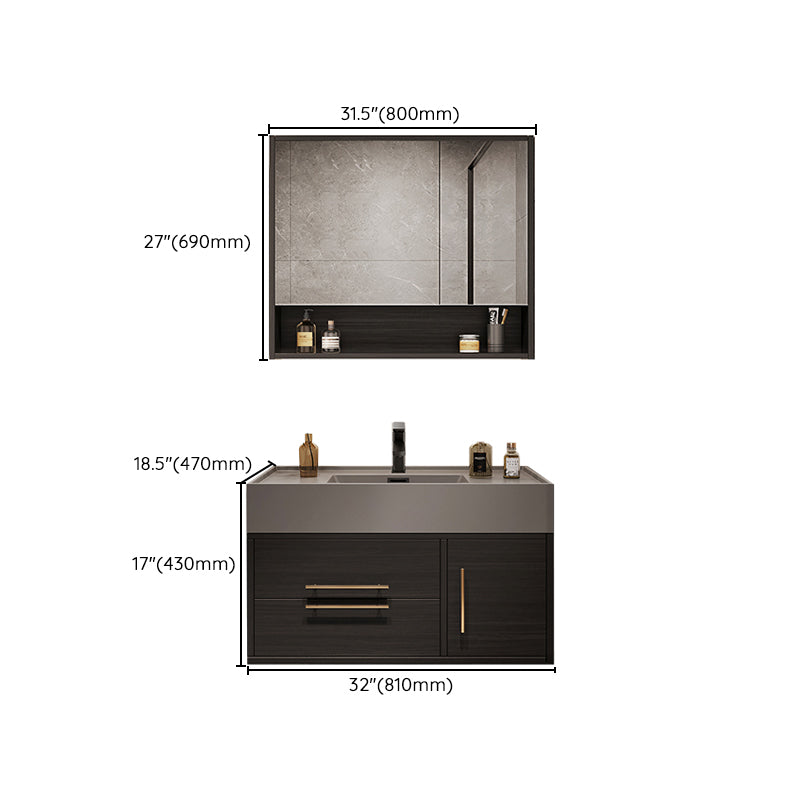 Wall Mount Bathroom Sink Vanity Glam Bathroom Vanity Set with Mirror Clearhalo 'Bathroom Remodel & Bathroom Fixtures' 'Bathroom Vanities' 'bathroom_vanities' 'Home Improvement' 'home_improvement' 'home_improvement_bathroom_vanities' 7338091
