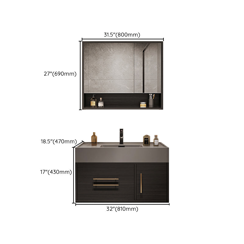 Wall Mount Bathroom Sink Vanity Glam Bathroom Vanity Set with Mirror Clearhalo 'Bathroom Remodel & Bathroom Fixtures' 'Bathroom Vanities' 'bathroom_vanities' 'Home Improvement' 'home_improvement' 'home_improvement_bathroom_vanities' 7338093
