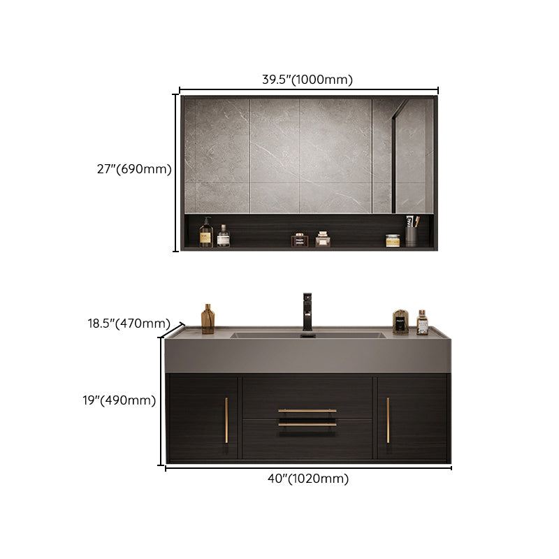 Wall Mount Bathroom Sink Vanity Glam Bathroom Vanity Set with Mirror Clearhalo 'Bathroom Remodel & Bathroom Fixtures' 'Bathroom Vanities' 'bathroom_vanities' 'Home Improvement' 'home_improvement' 'home_improvement_bathroom_vanities' 7338094