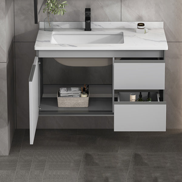 Modern Bathroom Vanity Set Wall Mount Stone Bathroom Sink Vanity with Mirror Clearhalo 'Bathroom Remodel & Bathroom Fixtures' 'Bathroom Vanities' 'bathroom_vanities' 'Home Improvement' 'home_improvement' 'home_improvement_bathroom_vanities' 7338099