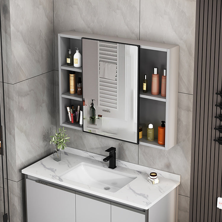 Modern Bathroom Vanity Set Wall Mount Stone Bathroom Sink Vanity with Mirror Clearhalo 'Bathroom Remodel & Bathroom Fixtures' 'Bathroom Vanities' 'bathroom_vanities' 'Home Improvement' 'home_improvement' 'home_improvement_bathroom_vanities' 7338100