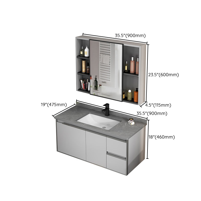 Modern Bathroom Vanity Set Wall Mount Stone Bathroom Sink Vanity with Mirror Clearhalo 'Bathroom Remodel & Bathroom Fixtures' 'Bathroom Vanities' 'bathroom_vanities' 'Home Improvement' 'home_improvement' 'home_improvement_bathroom_vanities' 7338108