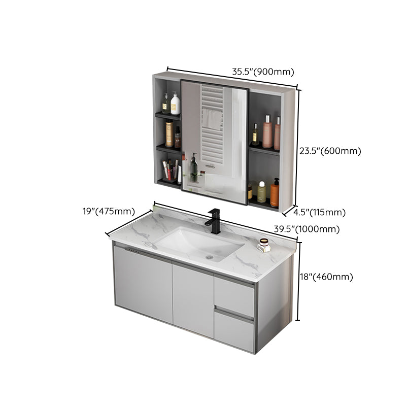 Modern Bathroom Vanity Set Wall Mount Stone Bathroom Sink Vanity with Mirror Clearhalo 'Bathroom Remodel & Bathroom Fixtures' 'Bathroom Vanities' 'bathroom_vanities' 'Home Improvement' 'home_improvement' 'home_improvement_bathroom_vanities' 7338109