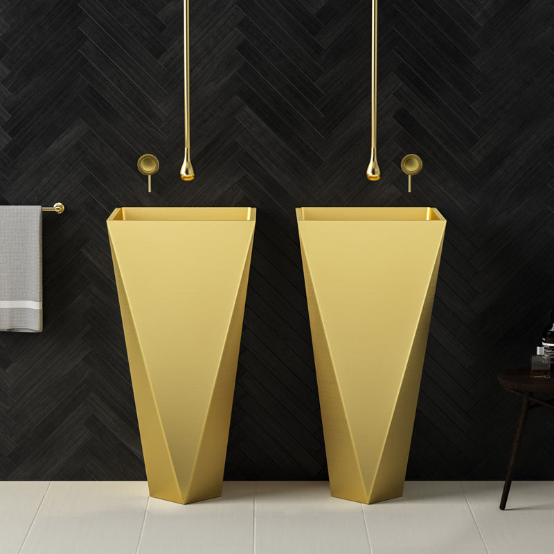 Modern Bathroom Sink with Pop-Up Drain Metal Rectangular Pedestal Bathroom Sink Clearhalo 'Bathroom Remodel & Bathroom Fixtures' 'Bathroom Sinks & Faucet Components' 'Bathroom Sinks' 'bathroom_sink' 'Home Improvement' 'home_improvement' 'home_improvement_bathroom_sink' 7338139