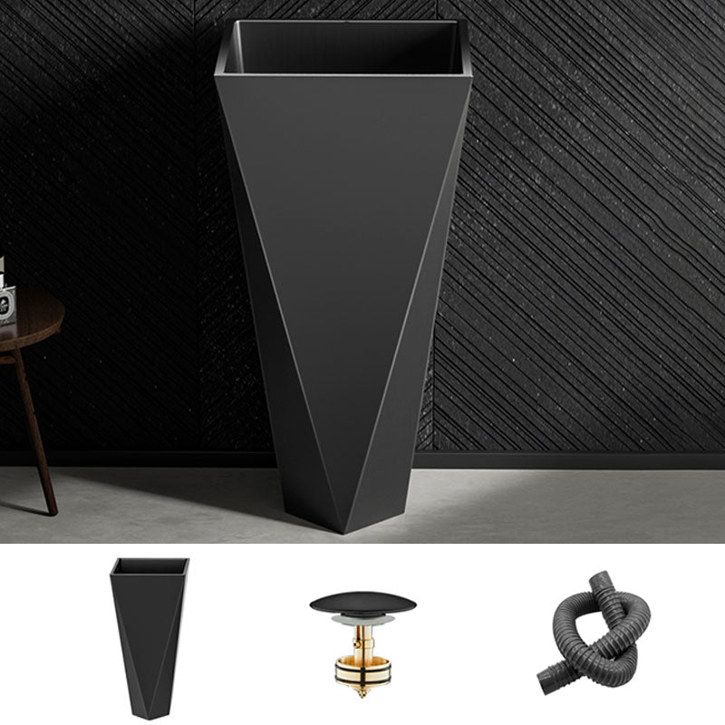 Modern Bathroom Sink with Pop-Up Drain Metal Rectangular Pedestal Bathroom Sink Black Unavailiable Sink Clearhalo 'Bathroom Remodel & Bathroom Fixtures' 'Bathroom Sinks & Faucet Components' 'Bathroom Sinks' 'bathroom_sink' 'Home Improvement' 'home_improvement' 'home_improvement_bathroom_sink' 7338140