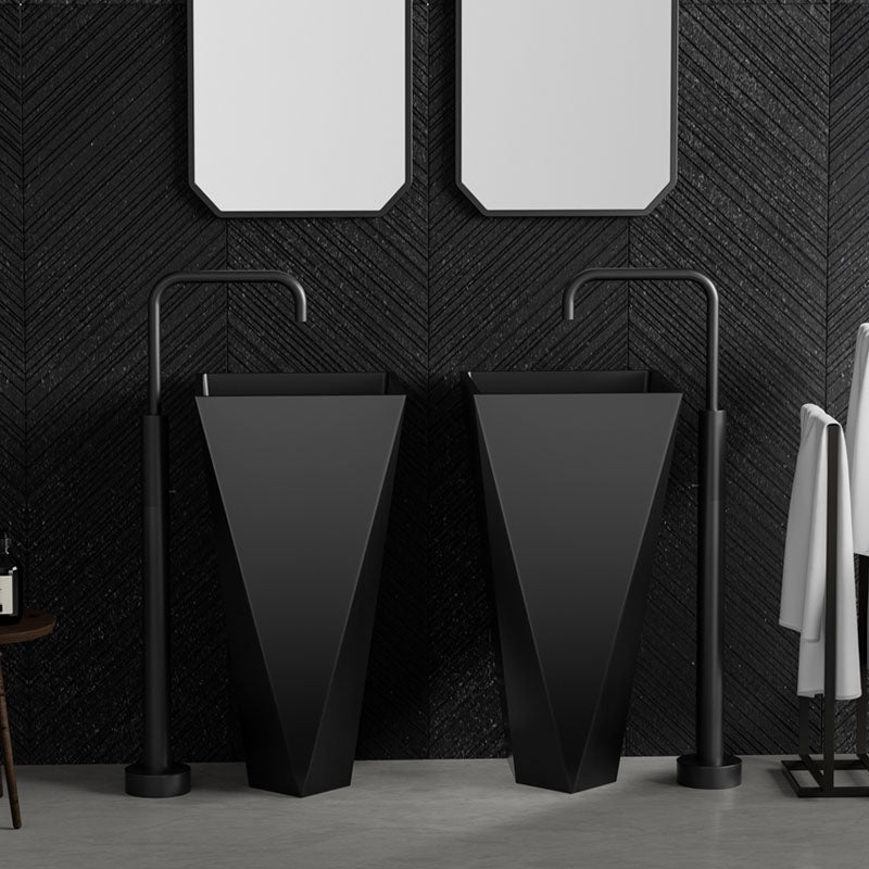 Modern Bathroom Sink with Pop-Up Drain Metal Rectangular Pedestal Bathroom Sink Clearhalo 'Bathroom Remodel & Bathroom Fixtures' 'Bathroom Sinks & Faucet Components' 'Bathroom Sinks' 'bathroom_sink' 'Home Improvement' 'home_improvement' 'home_improvement_bathroom_sink' 7338142