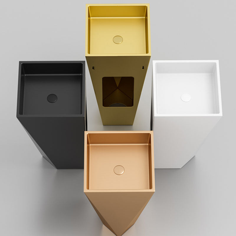 Modern Bathroom Sink with Pop-Up Drain Metal Rectangular Pedestal Bathroom Sink Clearhalo 'Bathroom Remodel & Bathroom Fixtures' 'Bathroom Sinks & Faucet Components' 'Bathroom Sinks' 'bathroom_sink' 'Home Improvement' 'home_improvement' 'home_improvement_bathroom_sink' 7338151