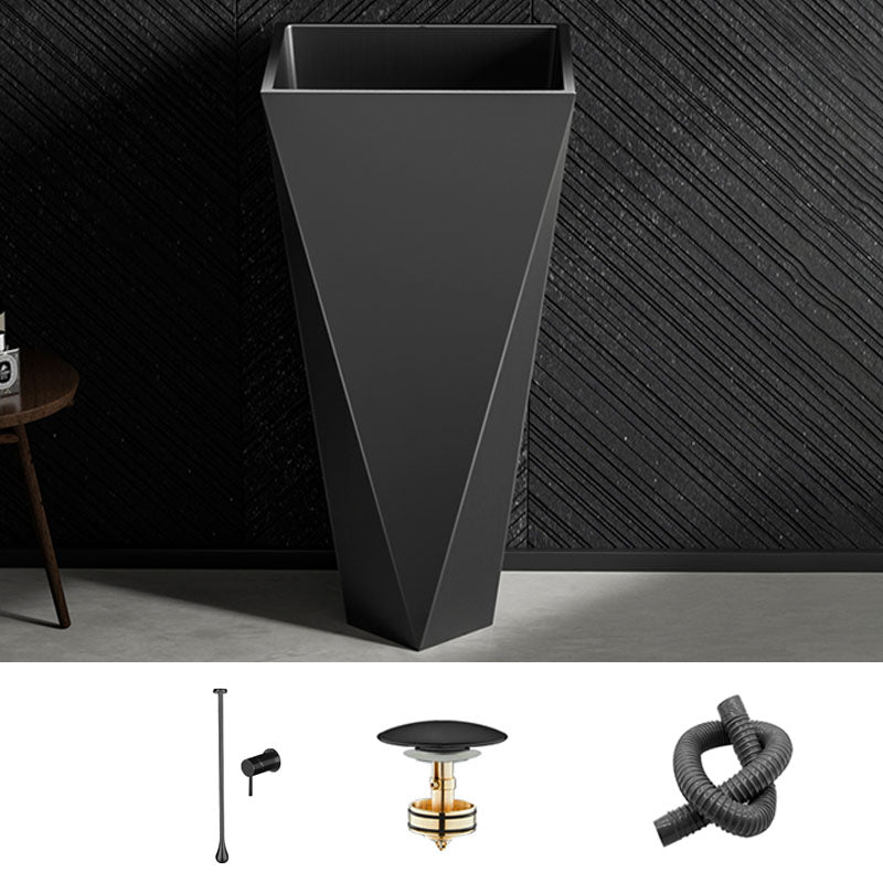 Modern Bathroom Sink with Pop-Up Drain Metal Rectangular Pedestal Bathroom Sink Black Ceiling Manual Faucet Sink with Faucet Clearhalo 'Bathroom Remodel & Bathroom Fixtures' 'Bathroom Sinks & Faucet Components' 'Bathroom Sinks' 'bathroom_sink' 'Home Improvement' 'home_improvement' 'home_improvement_bathroom_sink' 7338154