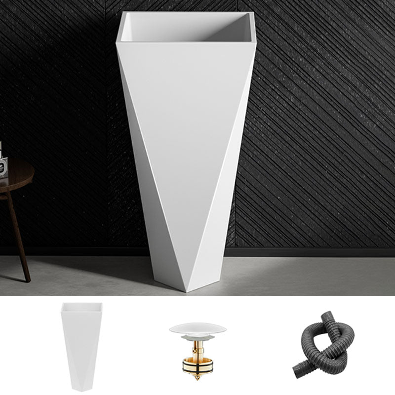 Modern Bathroom Sink with Pop-Up Drain Metal Rectangular Pedestal Bathroom Sink White Unavailiable Sink Clearhalo 'Bathroom Remodel & Bathroom Fixtures' 'Bathroom Sinks & Faucet Components' 'Bathroom Sinks' 'bathroom_sink' 'Home Improvement' 'home_improvement' 'home_improvement_bathroom_sink' 7338155