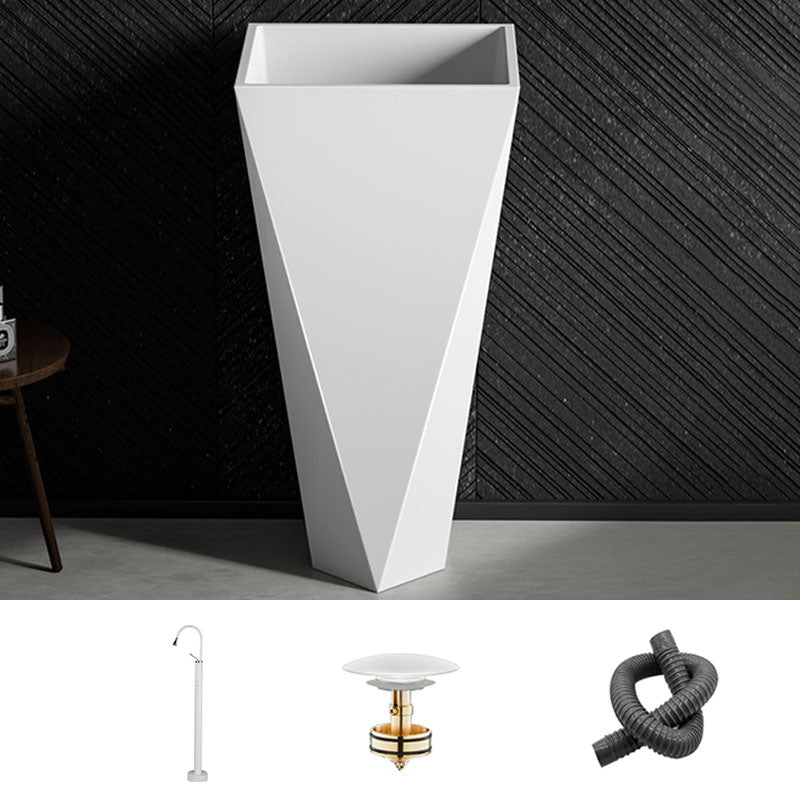 Modern Bathroom Sink with Pop-Up Drain Metal Rectangular Pedestal Bathroom Sink White Swivel Faucet Sink with Faucet Clearhalo 'Bathroom Remodel & Bathroom Fixtures' 'Bathroom Sinks & Faucet Components' 'Bathroom Sinks' 'bathroom_sink' 'Home Improvement' 'home_improvement' 'home_improvement_bathroom_sink' 7338158