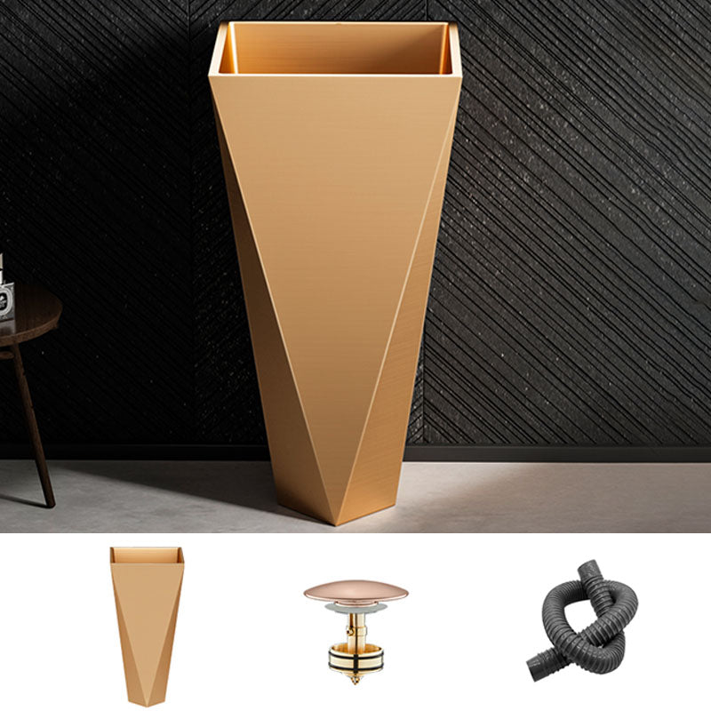 Modern Bathroom Sink with Pop-Up Drain Metal Rectangular Pedestal Bathroom Sink Rose Gold Unavailiable Sink Clearhalo 'Bathroom Remodel & Bathroom Fixtures' 'Bathroom Sinks & Faucet Components' 'Bathroom Sinks' 'bathroom_sink' 'Home Improvement' 'home_improvement' 'home_improvement_bathroom_sink' 7338177