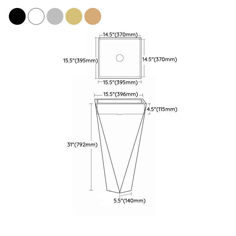 Modern Bathroom Sink with Pop-Up Drain Metal Rectangular Pedestal Bathroom Sink Clearhalo 'Bathroom Remodel & Bathroom Fixtures' 'Bathroom Sinks & Faucet Components' 'Bathroom Sinks' 'bathroom_sink' 'Home Improvement' 'home_improvement' 'home_improvement_bathroom_sink' 7338181