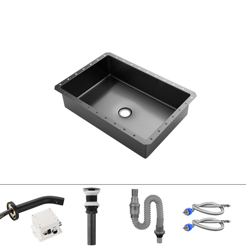 Modern Black Basin Sink Stainless Steel Rectangular Undermount Bathroom Sink Sensor Faucet Sink with Faucet Clearhalo 'Bathroom Remodel & Bathroom Fixtures' 'Bathroom Sinks & Faucet Components' 'Bathroom Sinks' 'bathroom_sink' 'Home Improvement' 'home_improvement' 'home_improvement_bathroom_sink' 7338193