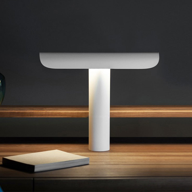 White Finish Cheese Night Table Light Postmodern LED Iron Desk Lamp with Plug In Cord White Clearhalo 'Lamps' 'Table Lamps' Lighting' 733848