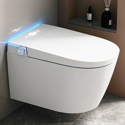 Designer Wall Mounted Bidet Elongated Foot Sensor Ceramic Heated Seat White Clearhalo 'Bathroom Remodel & Bathroom Fixtures' 'Bidets' 'Home Improvement' 'home_improvement' 'home_improvement_bidets' 'Toilets & Bidets' 7338506