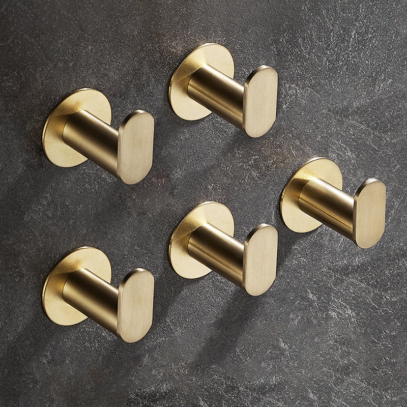10-Piece Modern Bathroom Accessory Set, Polished Gold, Robe Hooks 5 Piece Set Towel Robe Hook (Round) Clearhalo 'Bathroom Hardware Sets' 'Bathroom Hardware' 'Bathroom Remodel & Bathroom Fixtures' 'bathroom_hardware_sets' 'Home Improvement' 'home_improvement' 'home_improvement_bathroom_hardware_sets' 7338654