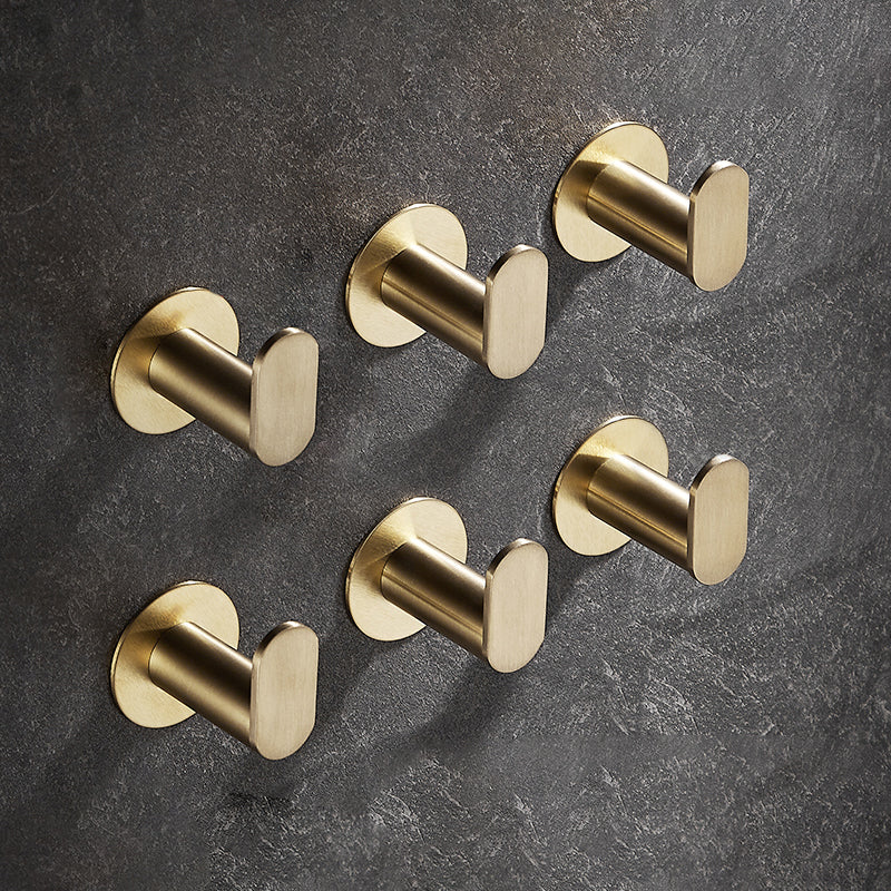 10-Piece Modern Bathroom Accessory Set, Polished Gold, Robe Hooks 6 Piece Set Towel Robe Hook (Round) Clearhalo 'Bathroom Hardware Sets' 'Bathroom Hardware' 'Bathroom Remodel & Bathroom Fixtures' 'bathroom_hardware_sets' 'Home Improvement' 'home_improvement' 'home_improvement_bathroom_hardware_sets' 7338655