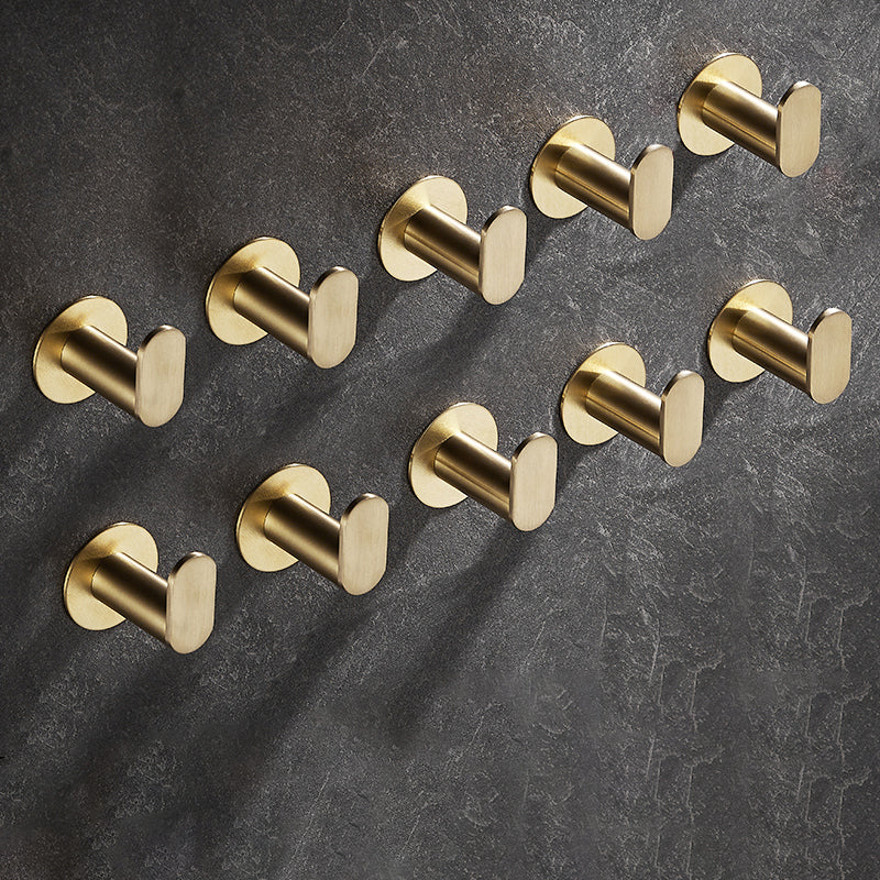 10-Piece Modern Bathroom Accessory Set, Polished Gold, Robe Hooks 10 Piece Set Towel Robe Hook (Round) Clearhalo 'Bathroom Hardware Sets' 'Bathroom Hardware' 'Bathroom Remodel & Bathroom Fixtures' 'bathroom_hardware_sets' 'Home Improvement' 'home_improvement' 'home_improvement_bathroom_hardware_sets' 7338658