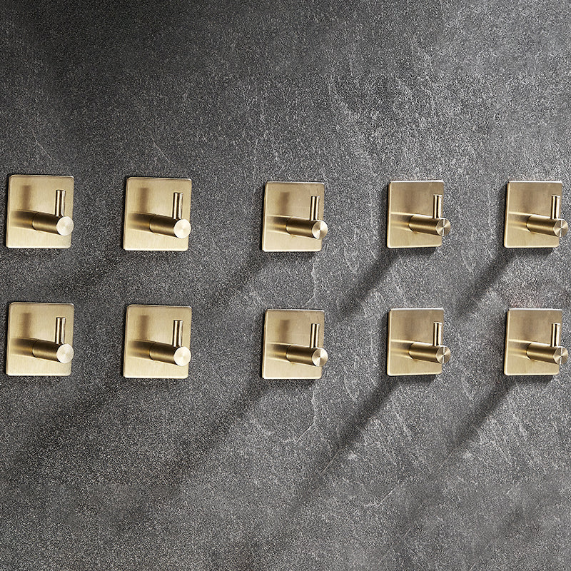 10-Piece Modern Bathroom Accessory Set, Polished Gold, Robe Hooks 10 Piece Set Towel Robe Hook (Square) Clearhalo 'Bathroom Hardware Sets' 'Bathroom Hardware' 'Bathroom Remodel & Bathroom Fixtures' 'bathroom_hardware_sets' 'Home Improvement' 'home_improvement' 'home_improvement_bathroom_hardware_sets' 7338667