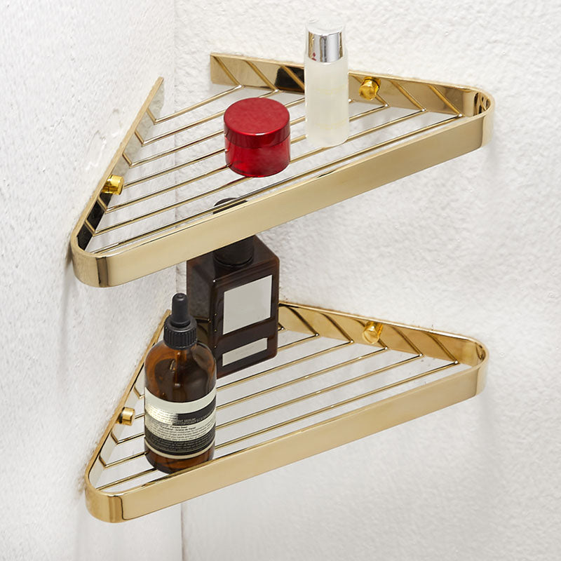 2-Piece Modern Bathroom Accessory Set, Polished Chrome/Gold, Bath Shelf Clearhalo 'Bathroom Hardware Sets' 'Bathroom Hardware' 'Bathroom Remodel & Bathroom Fixtures' 'bathroom_hardware_sets' 'Home Improvement' 'home_improvement' 'home_improvement_bathroom_hardware_sets' 7338670