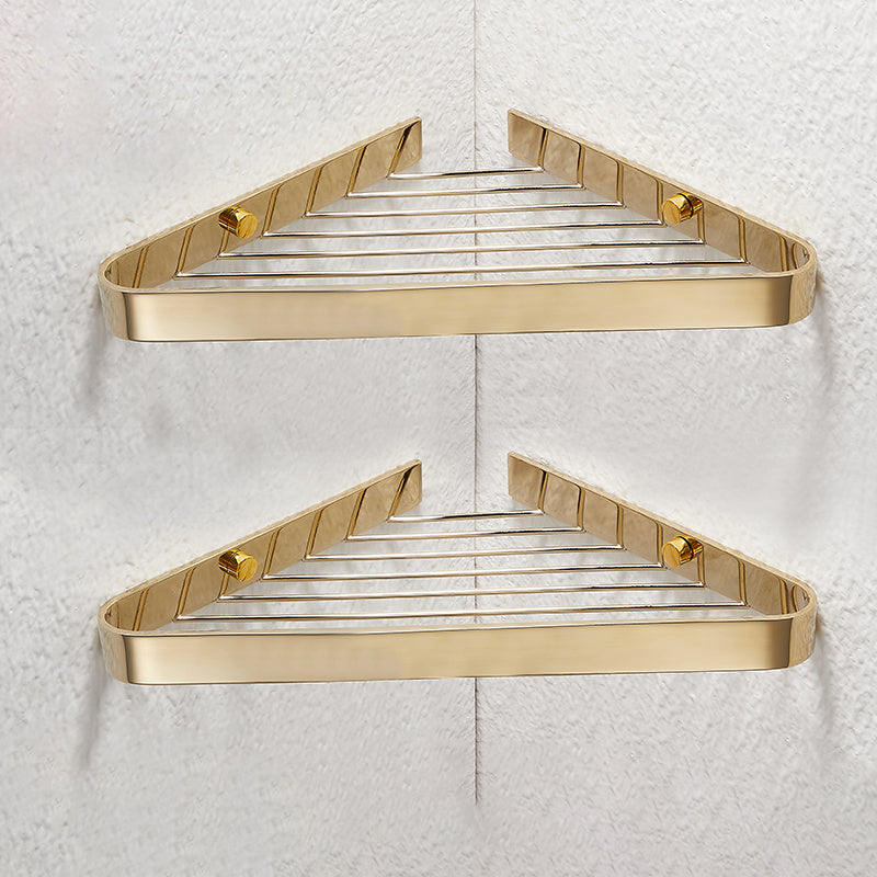 2-Piece Modern Bathroom Accessory Set, Polished Chrome/Gold, Bath Shelf Gold 2 Piece Set Clearhalo 'Bathroom Hardware Sets' 'Bathroom Hardware' 'Bathroom Remodel & Bathroom Fixtures' 'bathroom_hardware_sets' 'Home Improvement' 'home_improvement' 'home_improvement_bathroom_hardware_sets' 7338672