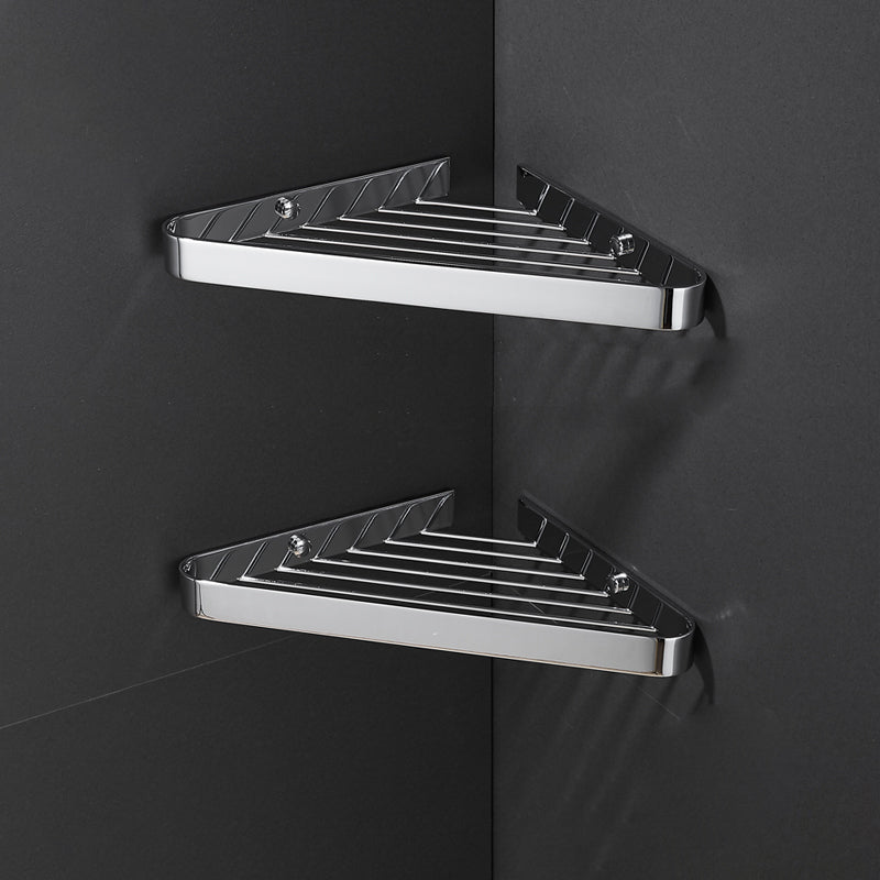 2-Piece Modern Bathroom Accessory Set, Polished Chrome/Gold, Bath Shelf Silver 2 Piece Set Clearhalo 'Bathroom Hardware Sets' 'Bathroom Hardware' 'Bathroom Remodel & Bathroom Fixtures' 'bathroom_hardware_sets' 'Home Improvement' 'home_improvement' 'home_improvement_bathroom_hardware_sets' 7338676