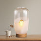 Jar Shaped Living Room Desk Light Clear and White Glass 1 Head Simple Nightstand Lamp with Wood Base Clearhalo 'Lamps' 'Table Lamps' Lighting' 733884