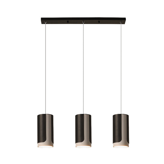 Black Finish Cylindrical Suspension Light Modernist 3-Light Metallic Cluster Pendant Lamp Clearhalo 'Ceiling Lights' 'Modern Pendants' 'Modern' 'Pendant Lights' 'Pendants' Lighting' 733938