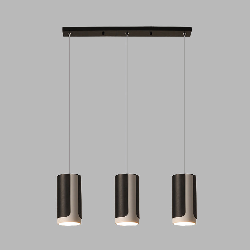 Black Finish Cylindrical Suspension Light Modernist 3-Light Metallic Cluster Pendant Lamp Clearhalo 'Ceiling Lights' 'Modern Pendants' 'Modern' 'Pendant Lights' 'Pendants' Lighting' 733939