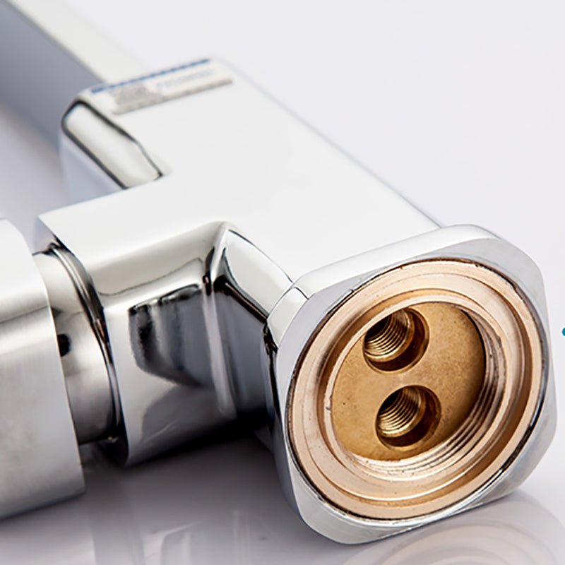 Modern Style Kitchen Faucet Copper Lever Handle Square Kitchen Faucet Clearhalo 'Home Improvement' 'home_improvement' 'home_improvement_kitchen_faucets' 'Kitchen Faucets' 'Kitchen Remodel & Kitchen Fixtures' 'Kitchen Sinks & Faucet Components' 'kitchen_faucets' 7339391