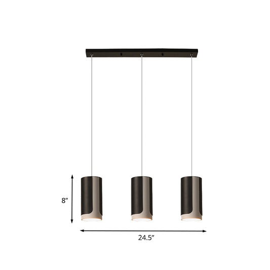 Black Finish Cylindrical Suspension Light Modernist 3-Light Metallic Cluster Pendant Lamp Clearhalo 'Ceiling Lights' 'Modern Pendants' 'Modern' 'Pendant Lights' 'Pendants' Lighting' 733940