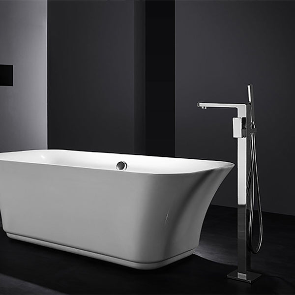 Traditional Floor Mounted Metal Freestanding Tub Filler Swivel Tub Filler Trim Clearhalo 'Bathroom Remodel & Bathroom Fixtures' 'Bathtub Faucets' 'bathtub_faucets' 'Home Improvement' 'home_improvement' 'home_improvement_bathtub_faucets' 7339423