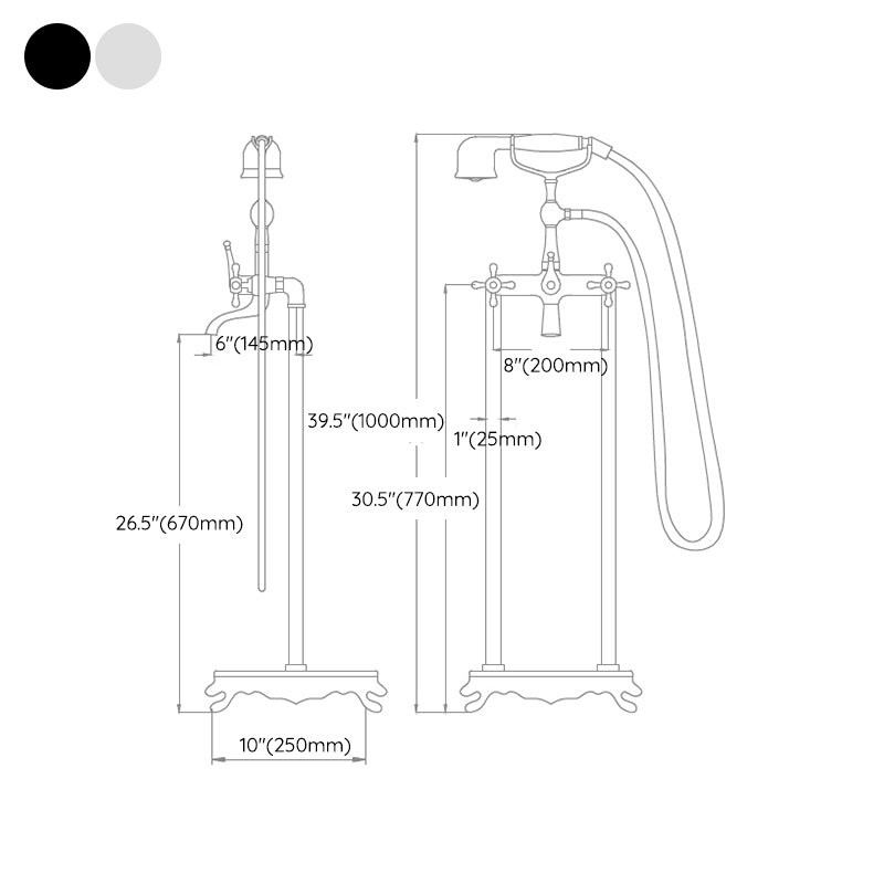 Traditional Floor Mounted Metal Freestanding Tub Filler Swivel Tub Filler Trim Clearhalo 'Bathroom Remodel & Bathroom Fixtures' 'Bathtub Faucets' 'bathtub_faucets' 'Home Improvement' 'home_improvement' 'home_improvement_bathtub_faucets' 7339436