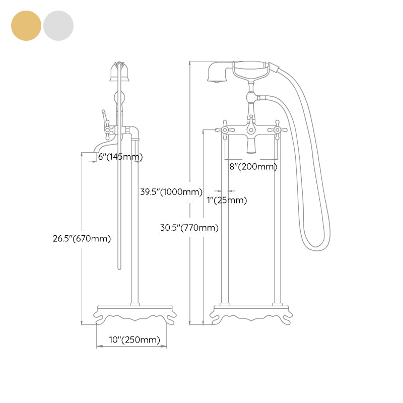 Traditional Floor Mounted Metal Freestanding Tub Filler Swivel Tub Filler Trim Clearhalo 'Bathroom Remodel & Bathroom Fixtures' 'Bathtub Faucets' 'bathtub_faucets' 'Home Improvement' 'home_improvement' 'home_improvement_bathtub_faucets' 7339444