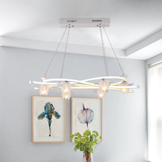 Acrylic Twisted Multi Light Pendant Contemporary 6-Head White LED Hanging Lamp with Floral Shade in Warm/White/Natural Light Clearhalo 'Ceiling Lights' 'Modern Pendants' 'Modern' 'Pendant Lights' 'Pendants' Lighting' 733948
