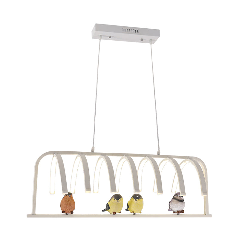 Curved Acrylic Hanging Chandelier Modernist LED White Ceiling Pendant Lamp in Warm/White/Natural Light with Birds Decor Clearhalo 'Ceiling Lights' 'Chandeliers' 'Modern Chandeliers' 'Modern' Lighting' 733954