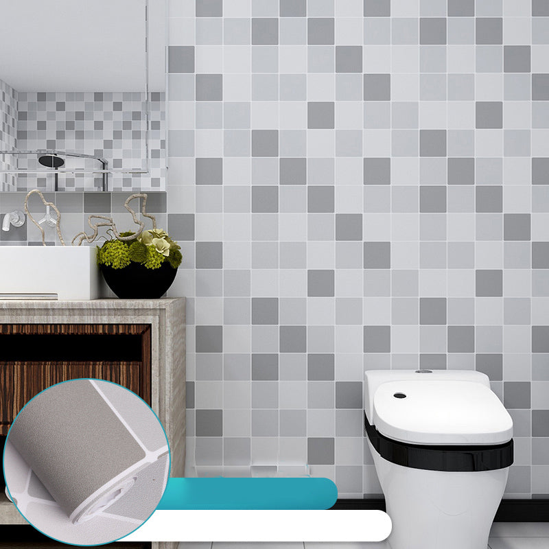 Grid Mosaic Peel & Stick Tile Water-resistant Wallpaper for Backsplash Wall Grey Clearhalo 'Flooring 'Home Improvement' 'home_improvement' 'home_improvement_peel_stick_blacksplash' 'Peel & Stick Backsplash Tile' 'peel_stick_blacksplash' 'Walls & Ceilings' Walls and Ceiling' 7339597