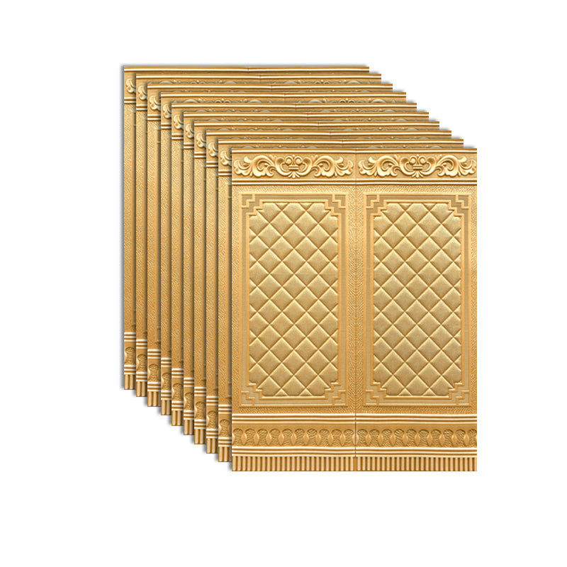 Wall Plank 3D Brick Bedroom and Living Room Wall Panels Set of 10 Gold 10-Piece Set Clearhalo 'Flooring 'Home Improvement' 'home_improvement' 'home_improvement_wall_paneling' 'Wall Paneling' 'wall_paneling' 'Walls & Ceilings' Walls and Ceiling' 7339673