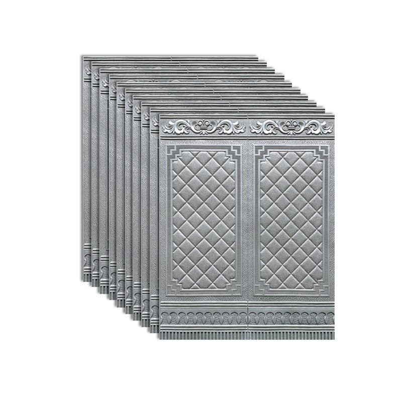 Wall Plank 3D Brick Bedroom and Living Room Wall Panels Set of 10 Silver Gray 10-Piece Set Clearhalo 'Flooring 'Home Improvement' 'home_improvement' 'home_improvement_wall_paneling' 'Wall Paneling' 'wall_paneling' 'Walls & Ceilings' Walls and Ceiling' 7339679